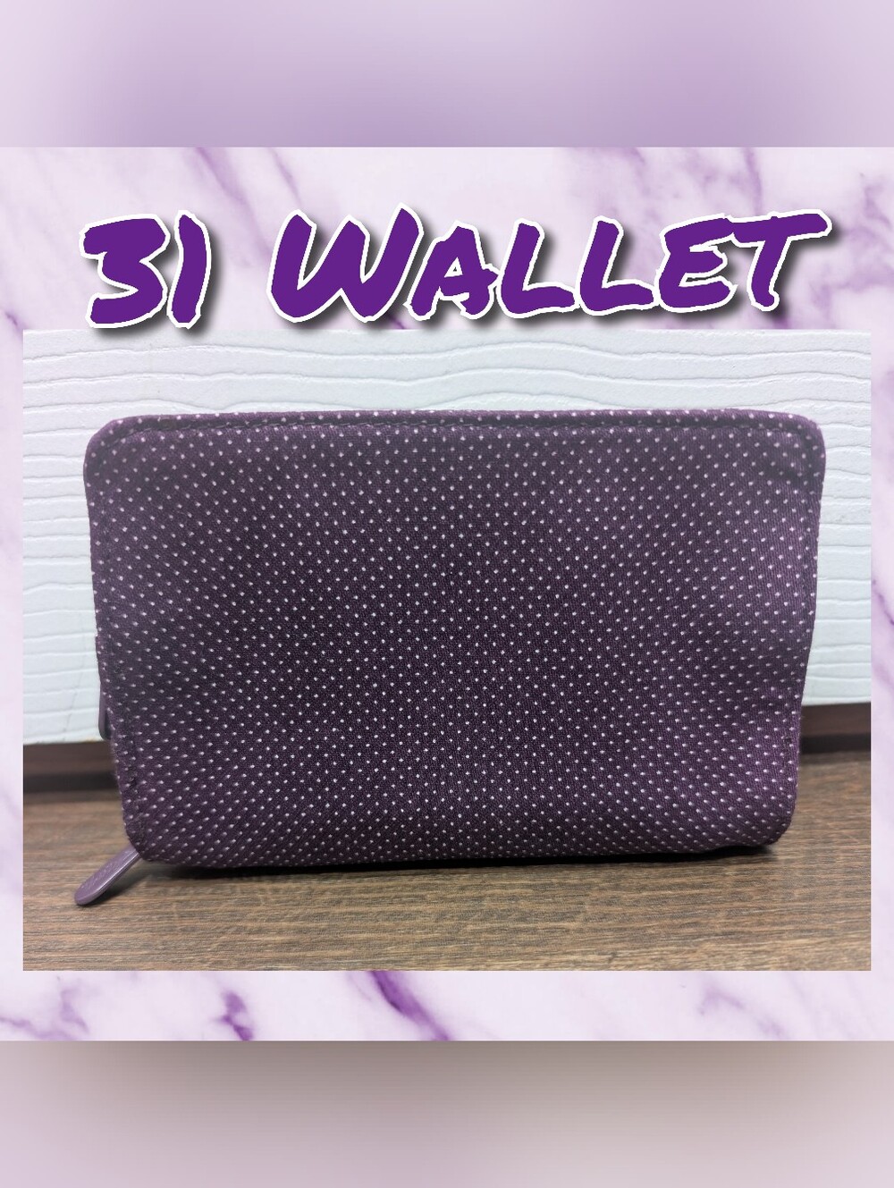 Thirty One Plum Polka Dot Zip Pouch